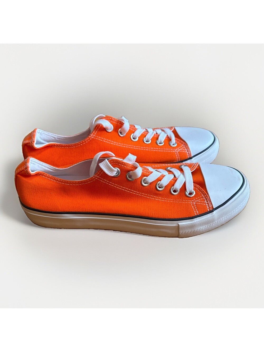 NEW Orange White Classic Low Top Sneakers Casual Shoes Mens 9